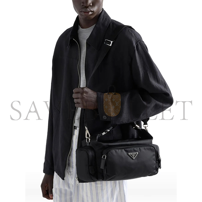 PRADA RE-NYLON AND SAFFIANO-LEATHER SHOULDER BAG 2VH213 (26*20*14cm)